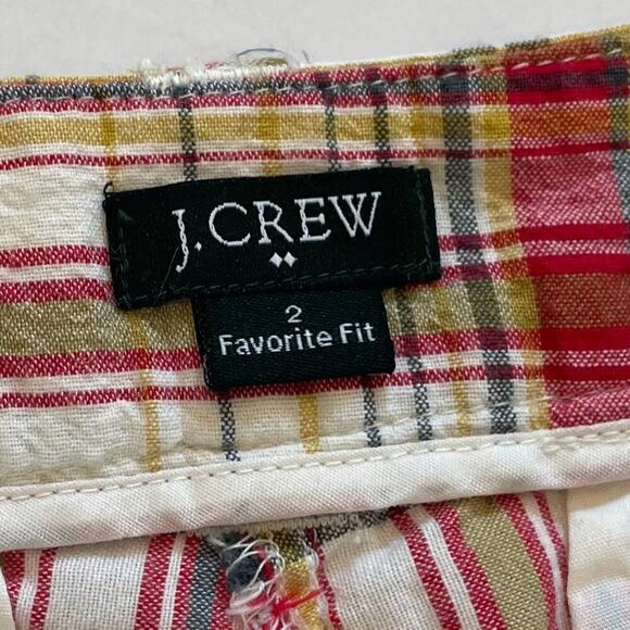 J. Crew Y2K Favorite Fit, Mid Rise Red Tan Plaid Capri Pant/Clam Diggers, Size 2 - Picture 6 of 10